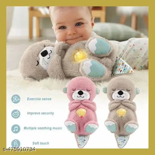 Breathing Teddy Otter Glowing Music for Baby Sensory Sleep Lights Rhythmic Soft Toy Simulation Plush for Babies Kids Soothing Sound