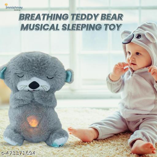 Breathing Teddy Otter Glowing Music for Baby Sensory Sleep Lights Rhythmic Soft Toy Simulation Plush for Babies Kids Soothing Sound