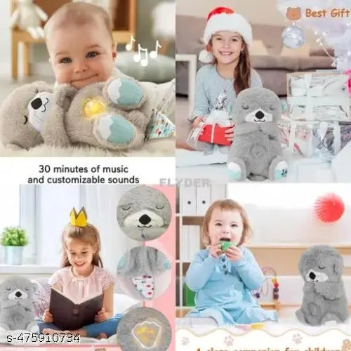 Breathing Teddy Otter Glowing Music for Baby Sensory Sleep Lights Rhythmic Soft Toy Simulation Plush for Babies Kids Soothing Sound