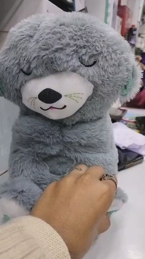 Breathing Teddy Otter Glowing Music for Baby Sensory Sleep Lights Rhythmic Soft Toy Simulation Plush for Babies Kids Soothing Sound