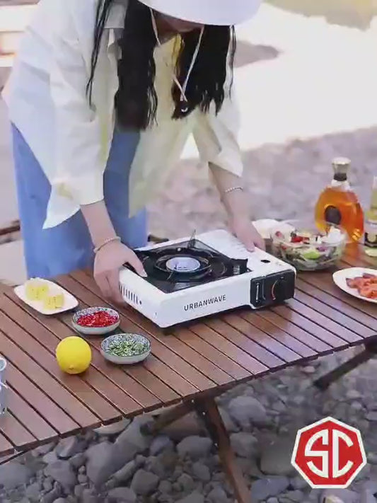 Urban wave Portable Camping Gas Stove Cooking Gas burner with Carrying Case for Outdoor Camping Hiking Trekking - (Pack of 1, white, 34 x 26 x 7.5 cm)